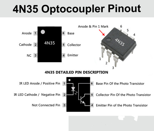 4n35光耦合器的引脚图数据表等效和其他信息